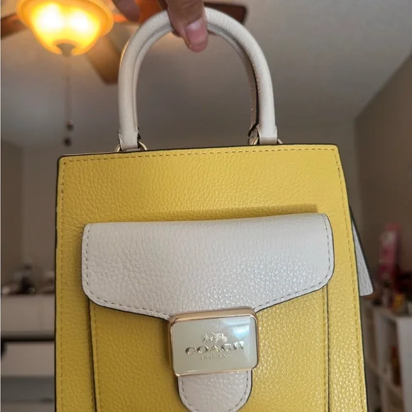 Coach Yellow and White Mini Bag with Structured Design - Picture 1 of 3